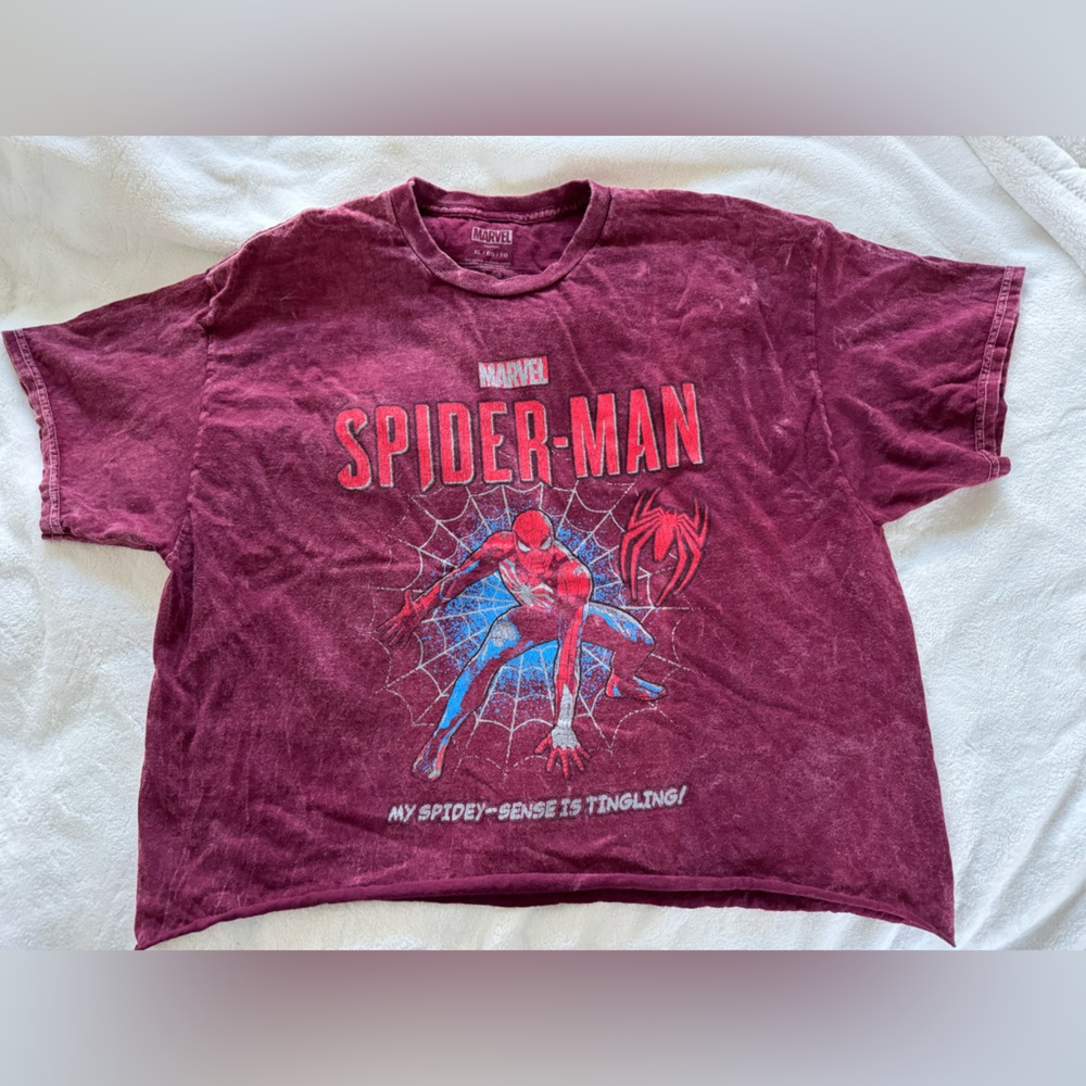 Marvel women’s Spider-Man Graphic cropped tee. Worn one, size XL. Came cropped